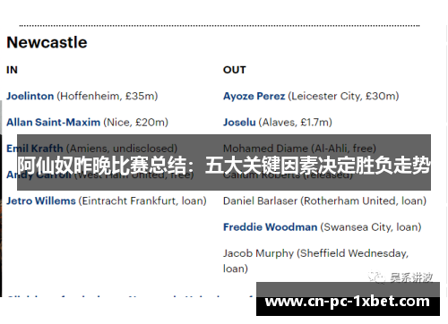 阿仙奴昨晚比赛总结:五大关键因素决定胜负走势 阿仙奴昨晚比赛总结:五大关键因素决定胜负走势